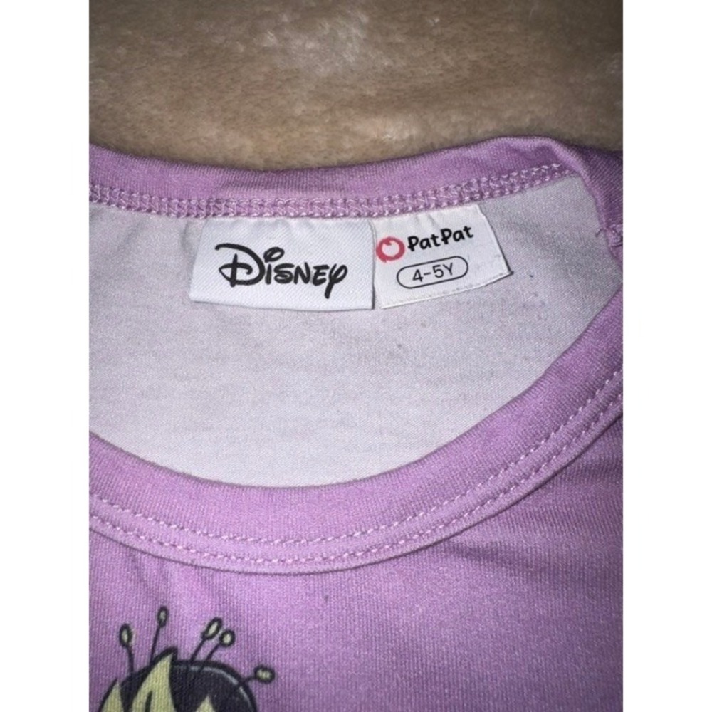 Disney Princess PatPat Purple Flutter Sleeve Graphic T-Shirt Kids 4-5Y Tiana (D) - Picture 3 of 3